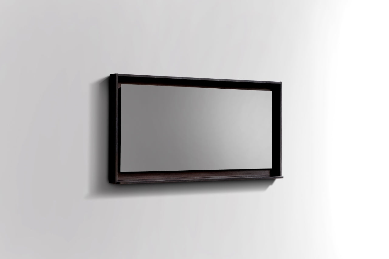 48" Wide Mirror w/ Shelf High Gloss Gray Oak