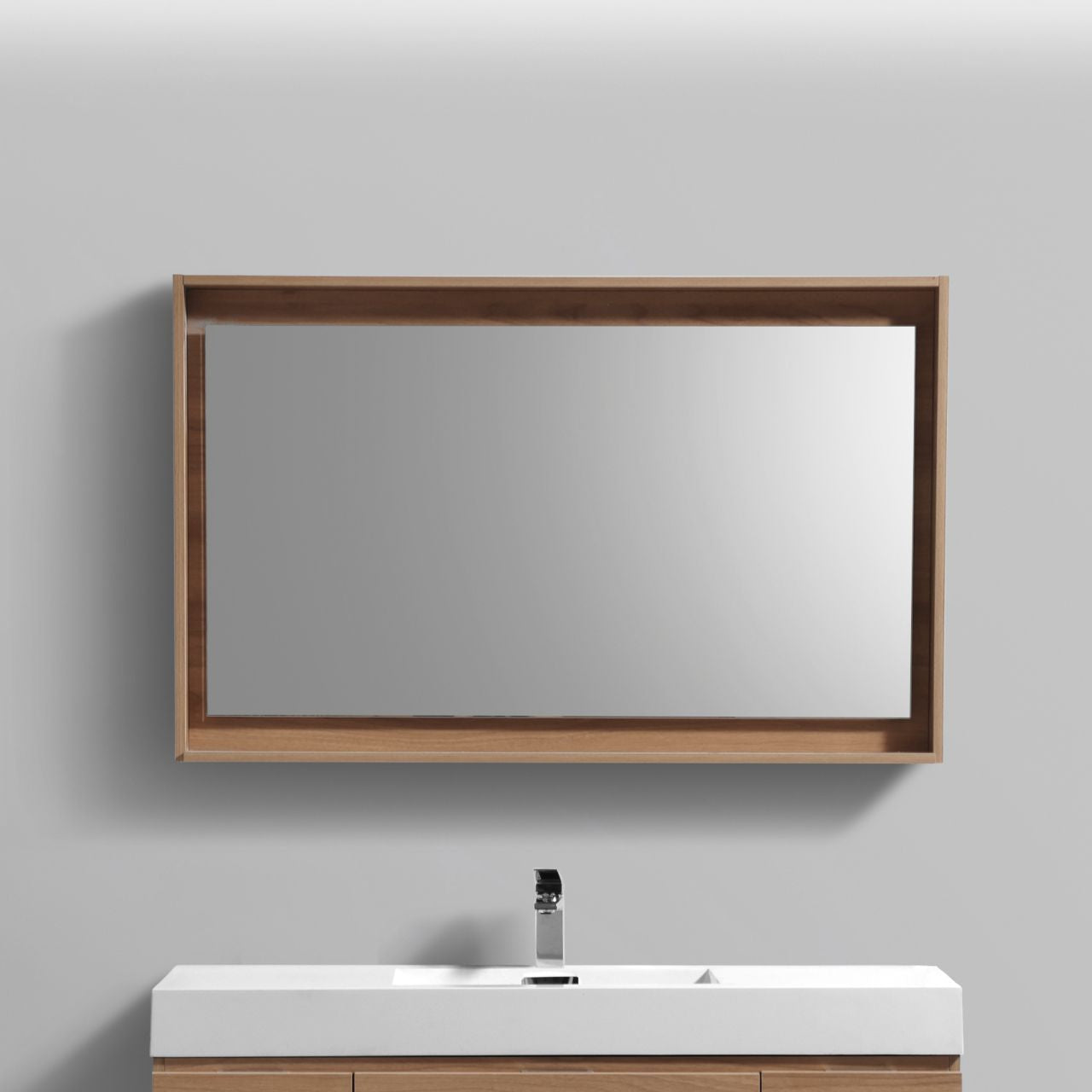 48" Wide Mirror w/ Shelf Honey Oak