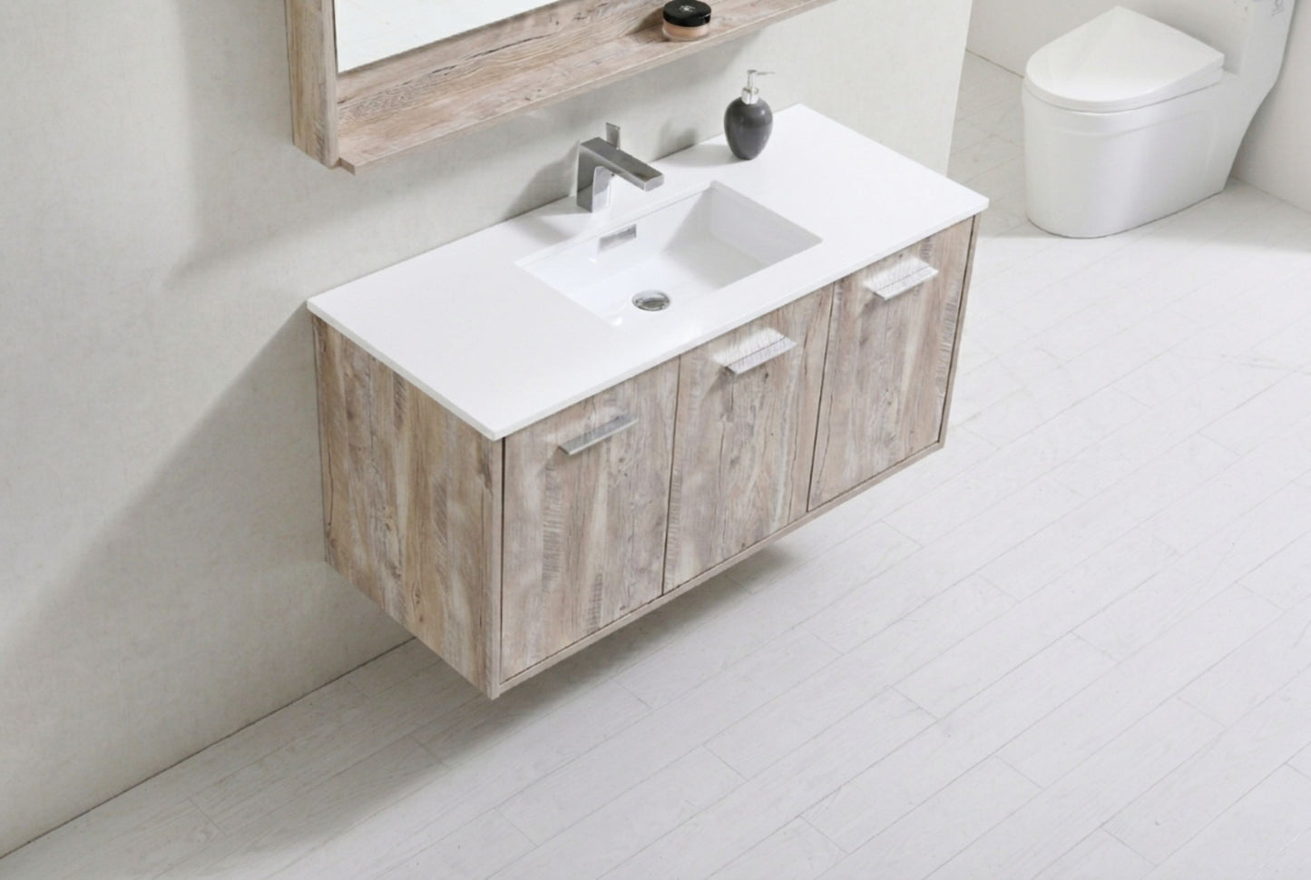 BOSCO 48" Nature Wood Modern Bathroom Vanity w/ Quartz Countertop