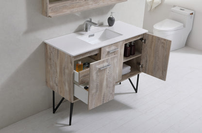 BOSCO 48" Nature Wood Modern Bathroom Vanity w/ Quartz Countertop