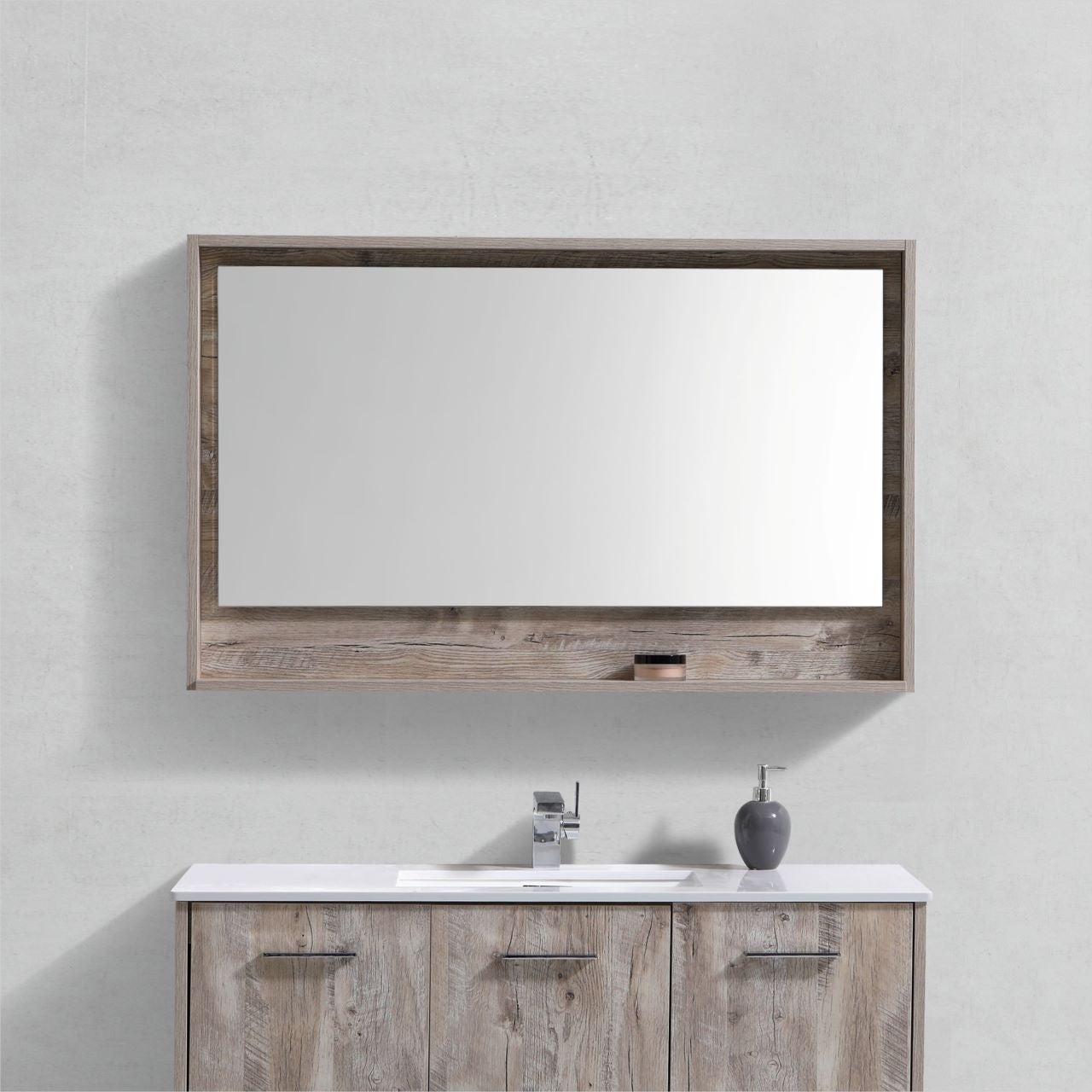 48" Wide Mirror w/ Shelf Nature Wood