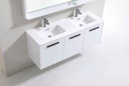 BOSCO 60" High Gloss White Modern Bathroom Vanity  w/ Quartz Countertop