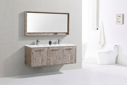 BOSCO 60" Nature Wood Modern Bathroom Vanity w/ Quartz Countertop