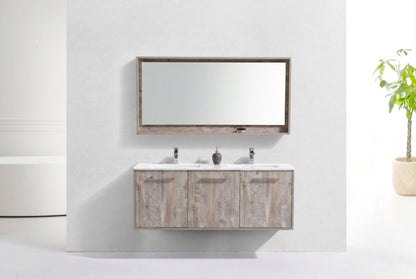 BOSCO 60" Nature Wood Modern Bathroom Vanity w/ Quartz Countertop
