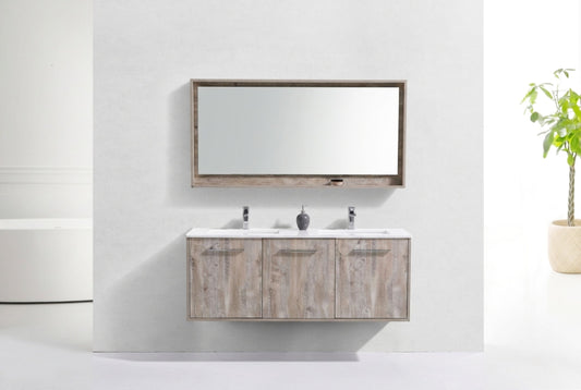 BOSCO 60" Nature Wood Modern Bathroom Vanity w/ Quartz Countertop