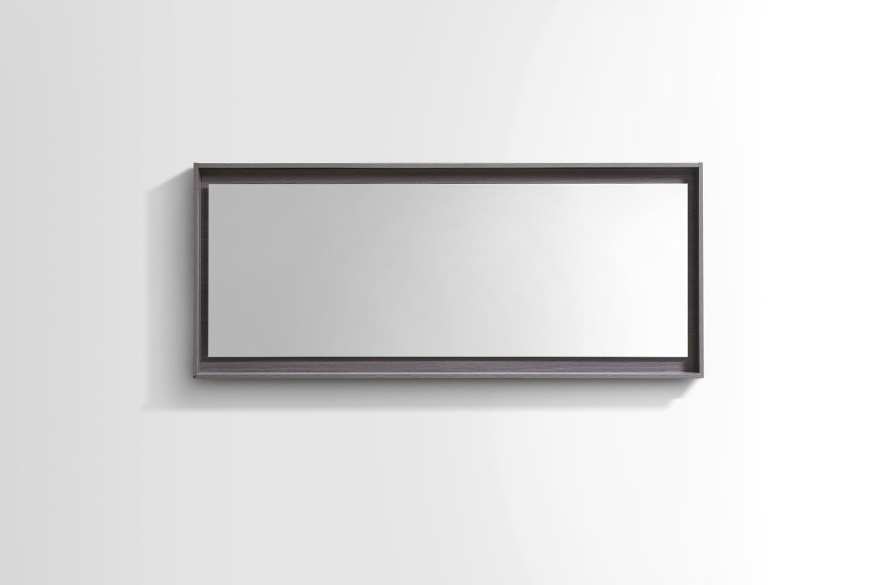 60" Wide Mirror w/ Shelf Gray Oak