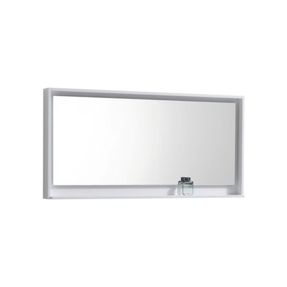 60" Wide Mirror w/ Shelf Gloss White Color