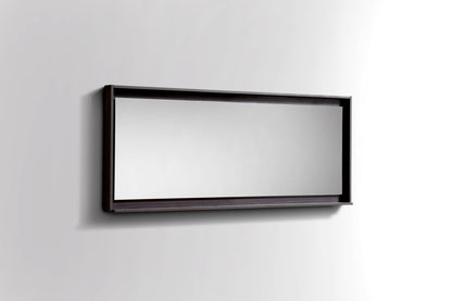 60" Wide Mirror w/ Shelf High Gloss Gray Oak