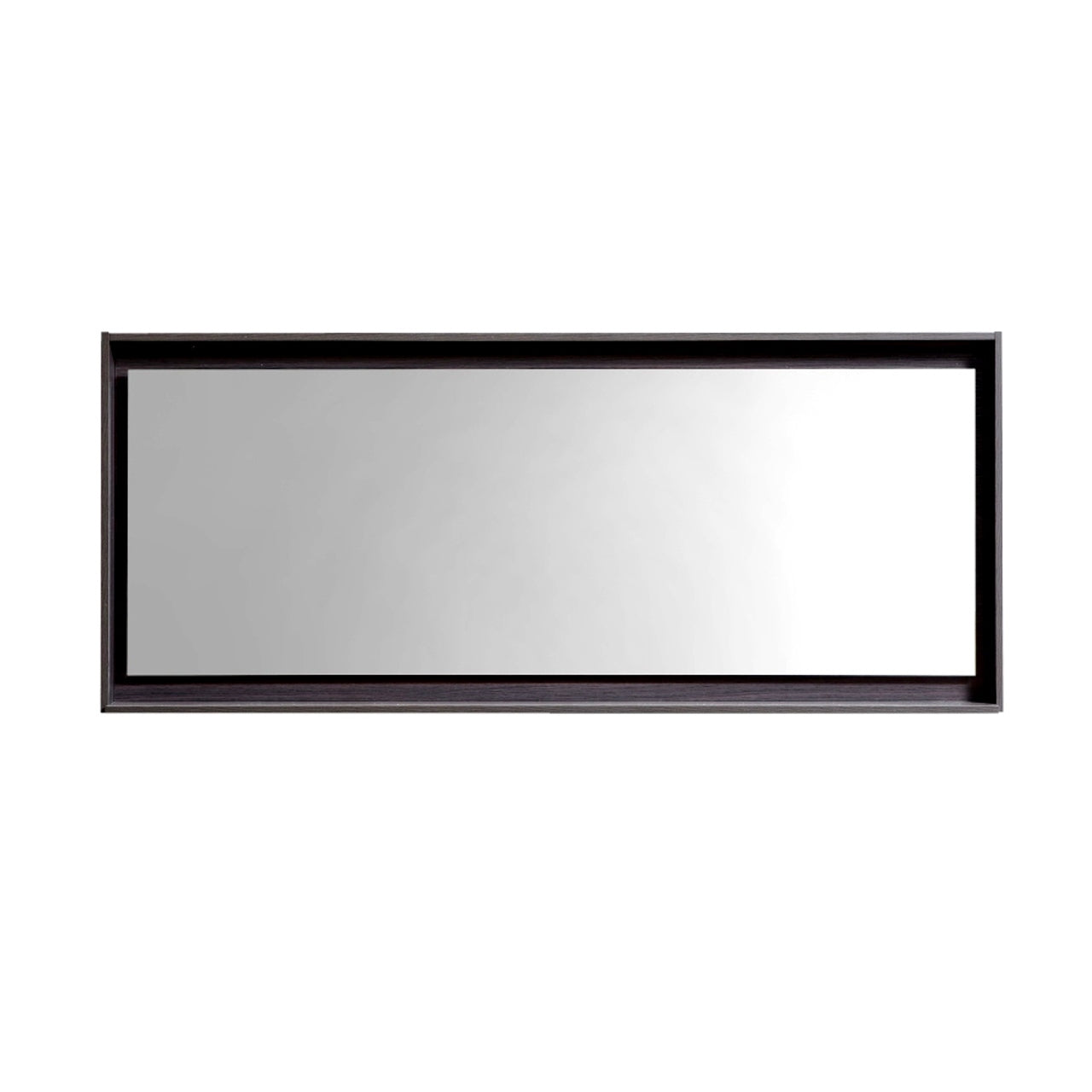 60" Wide Mirror w/ Shelf High Gloss Gray Oak