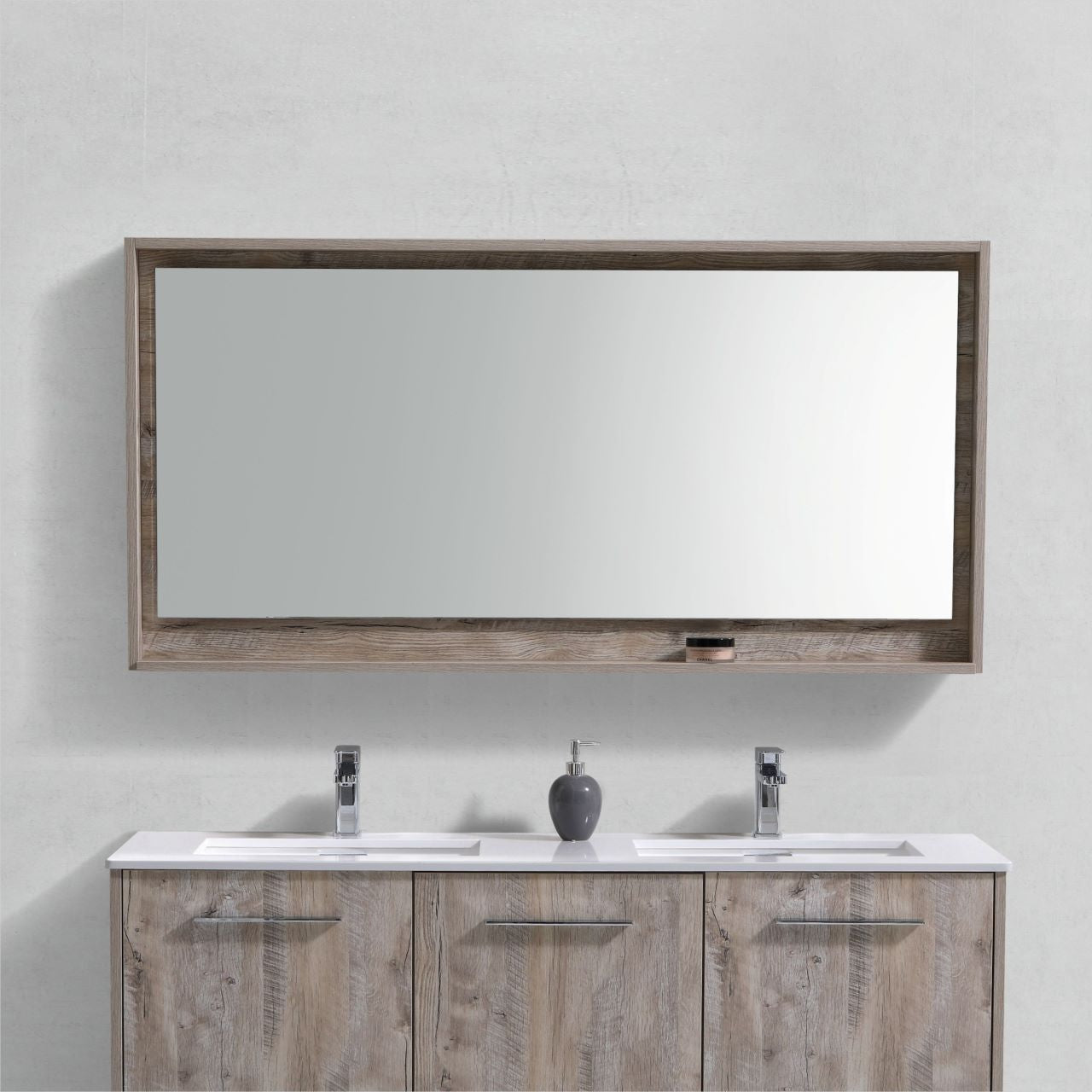60" Wide Mirror w/ Shelf Nature Wood