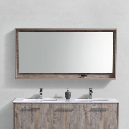 60" Wide Mirror w/ Shelf Nature Wood