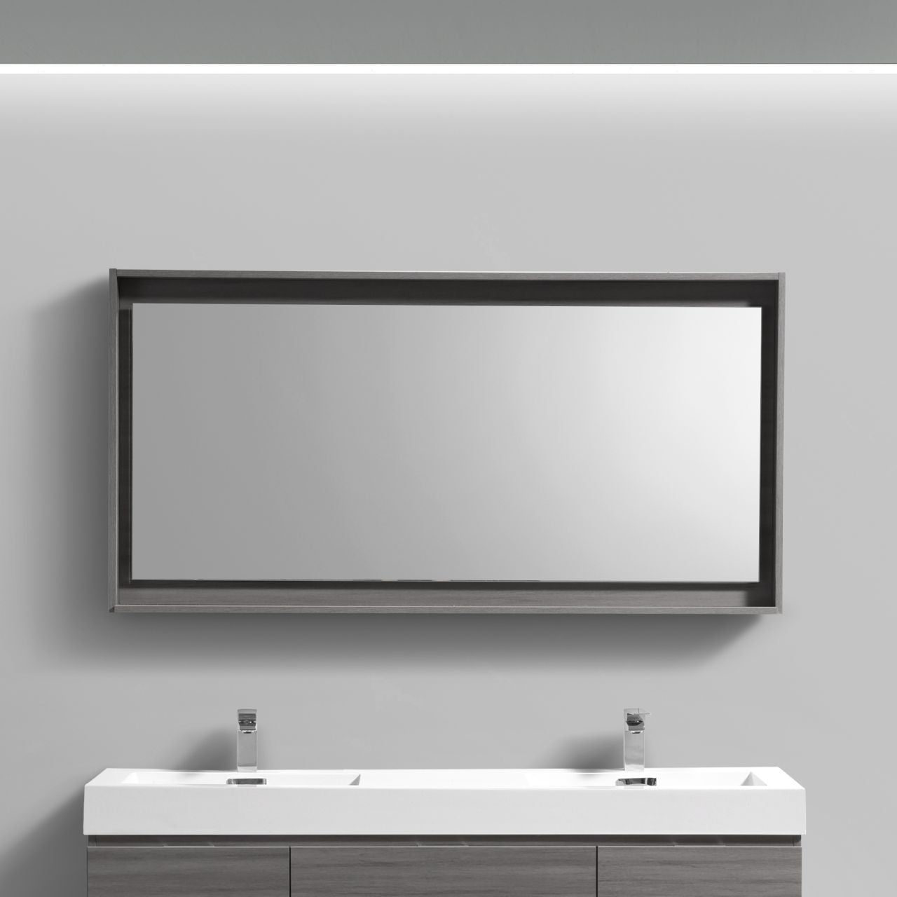60" Wide Mirror w/ Shelf Vulcan Ash Grey