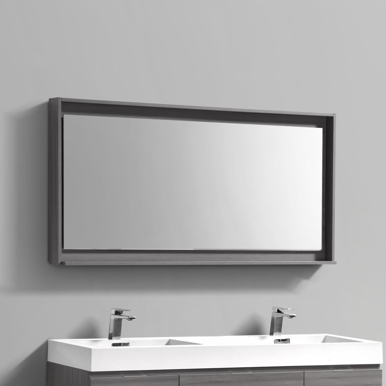 60" Wide Mirror w/ Shelf Vulcan Ash Grey