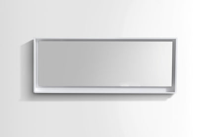 70" Wide Mirror w/ Shelf Glossy White