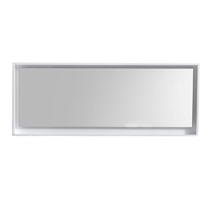 70" Wide Mirror w/ Shelf Glossy White