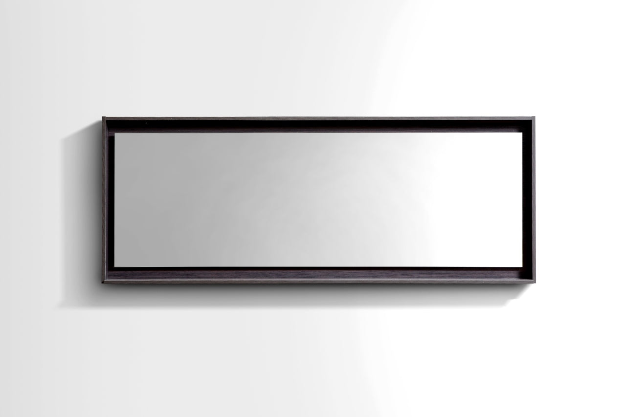 70" Wide Mirror w/ Shelf High Gloss Gray Oak