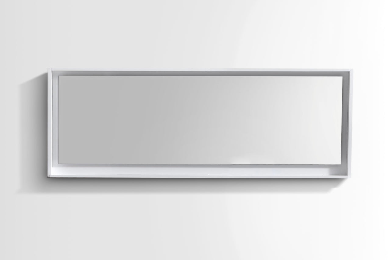 80" Wide Mirror w/ Shelf Glossy White
