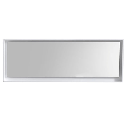 80" Wide Mirror w/ Shelf Glossy White