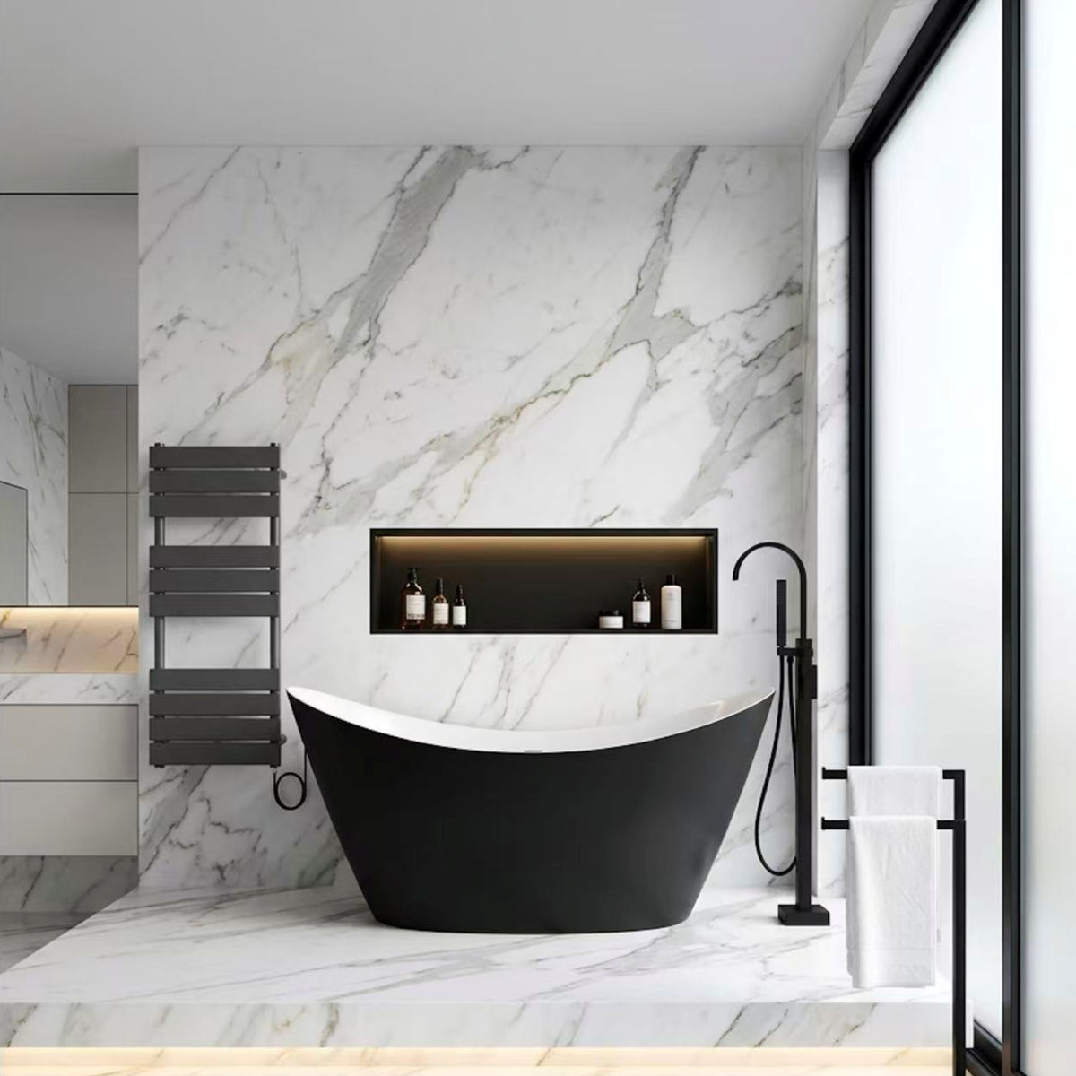 Kubebath Cresta Matte Black Towel Warmer