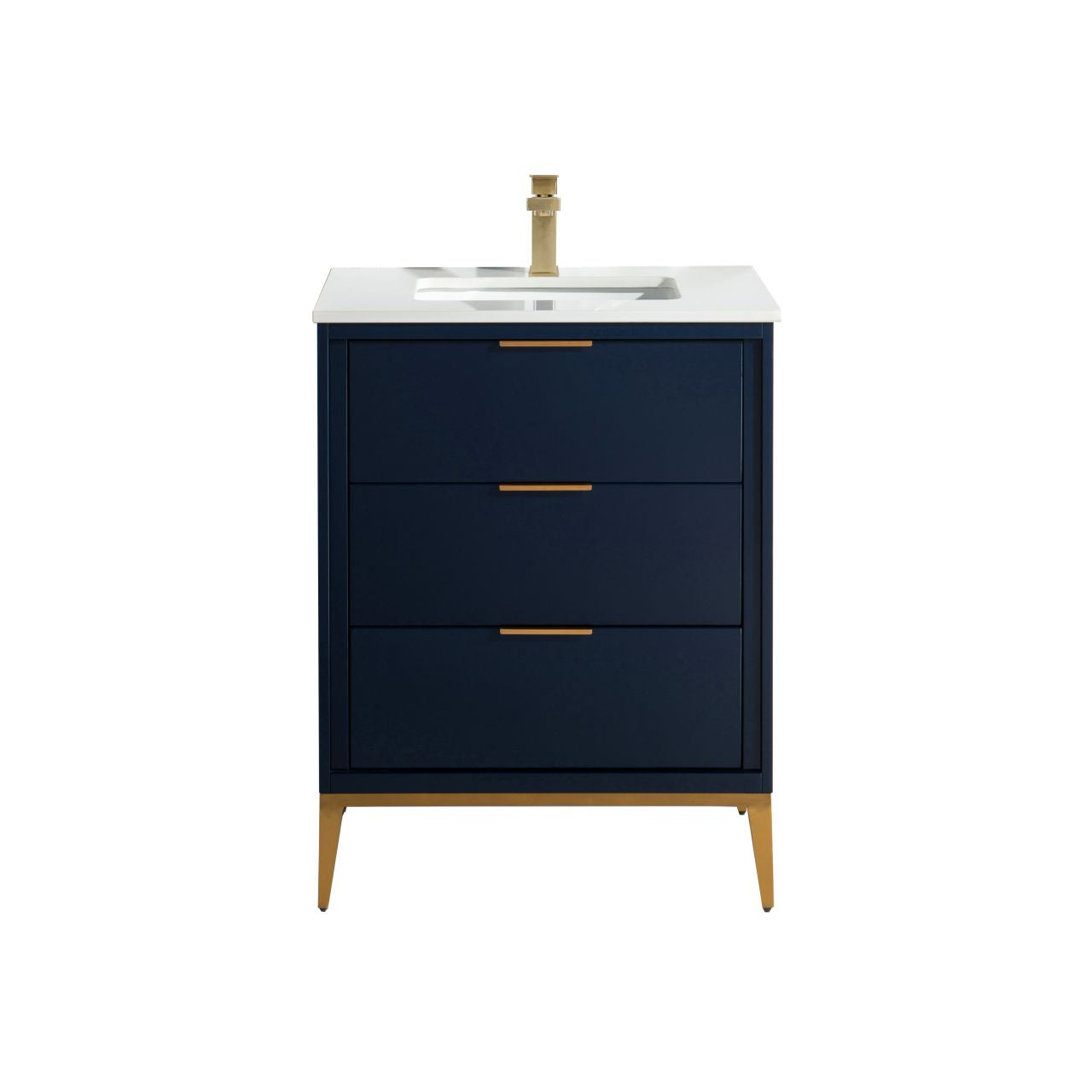Divani 24'' Navy Blue Vanity W/ Quartz Counter Top