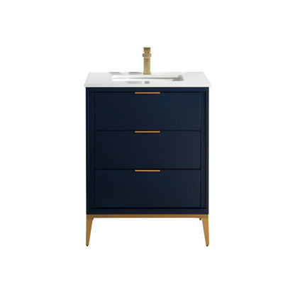 Divani 24'' Navy Blue Vanity W/ Quartz Counter Top