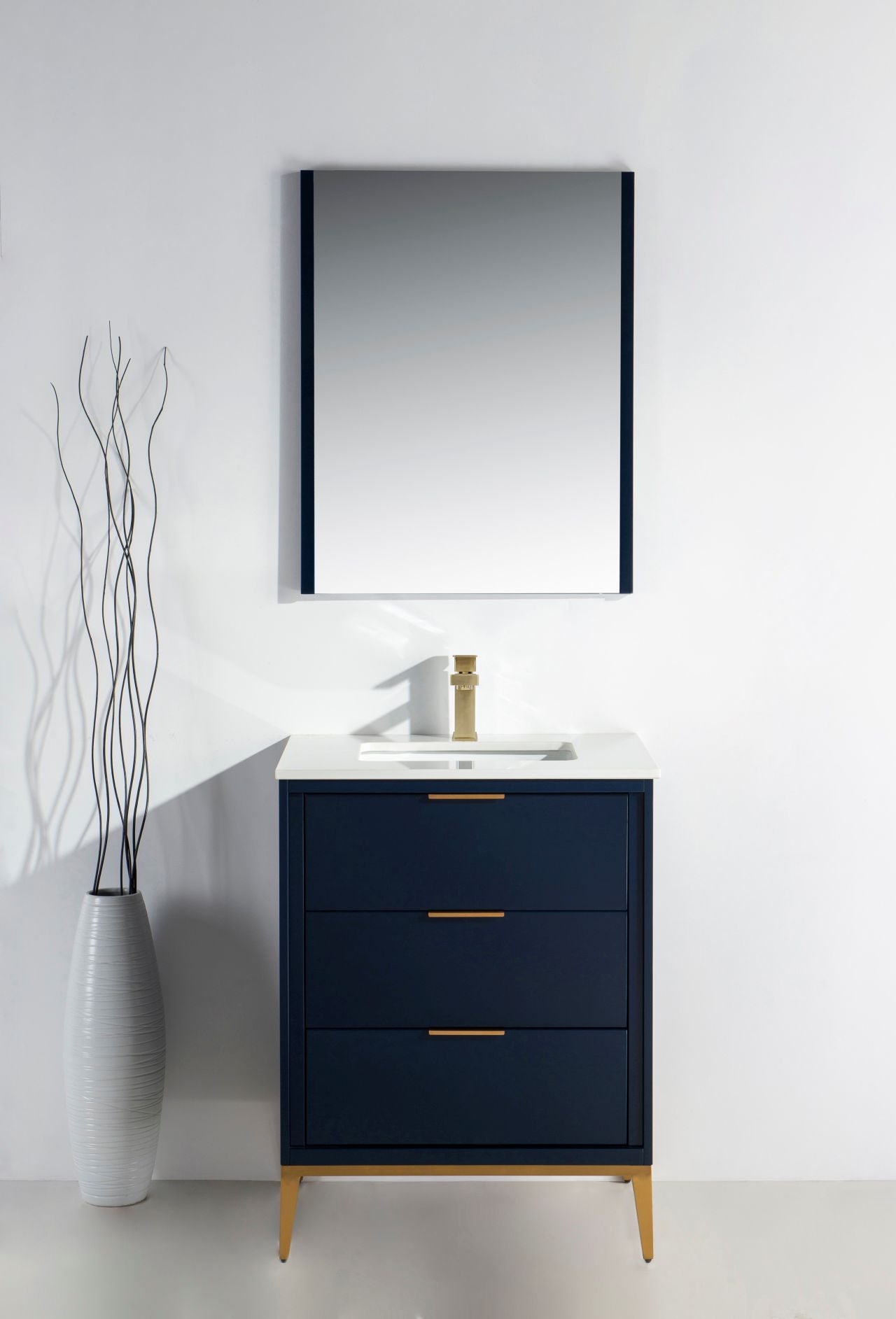 Divani 24'' Navy Blue Vanity W/ Quartz Counter Top