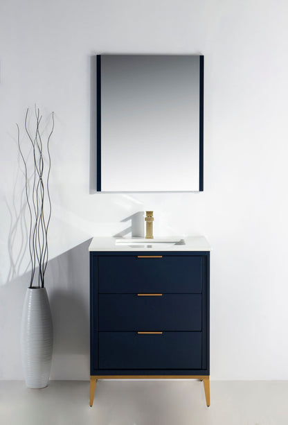 Divani 24'' Navy Blue Vanity W/ Quartz Counter Top