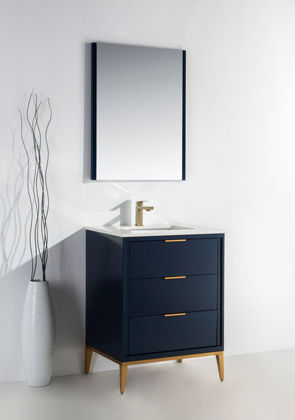 Divani 24'' Navy Blue Vanity W/ Quartz Counter Top