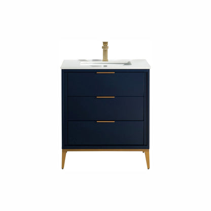 Divani 30'' Navy Blue Vanity W/ Quartz Counter Top