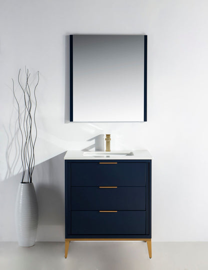 Divani 30'' Navy Blue Vanity W/ Quartz Counter Top
