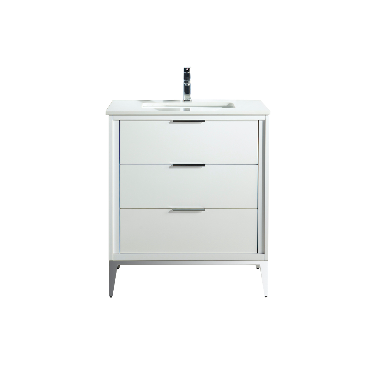 Divani 30'' Gloss White Vanity W/ Quartz Counter Top