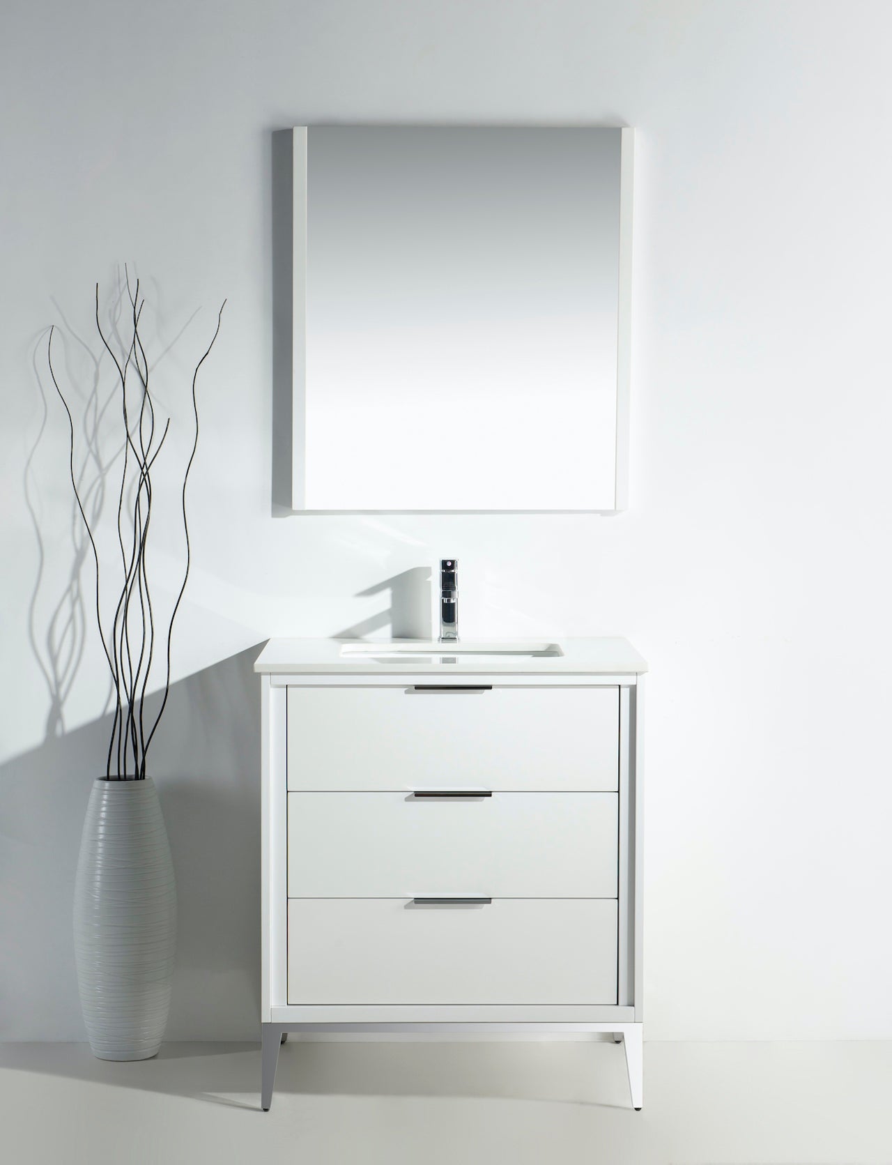 Divani 30'' Gloss White Vanity W/ Quartz Counter Top