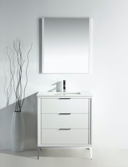 Divani 30'' Gloss White Vanity W/ Quartz Counter Top