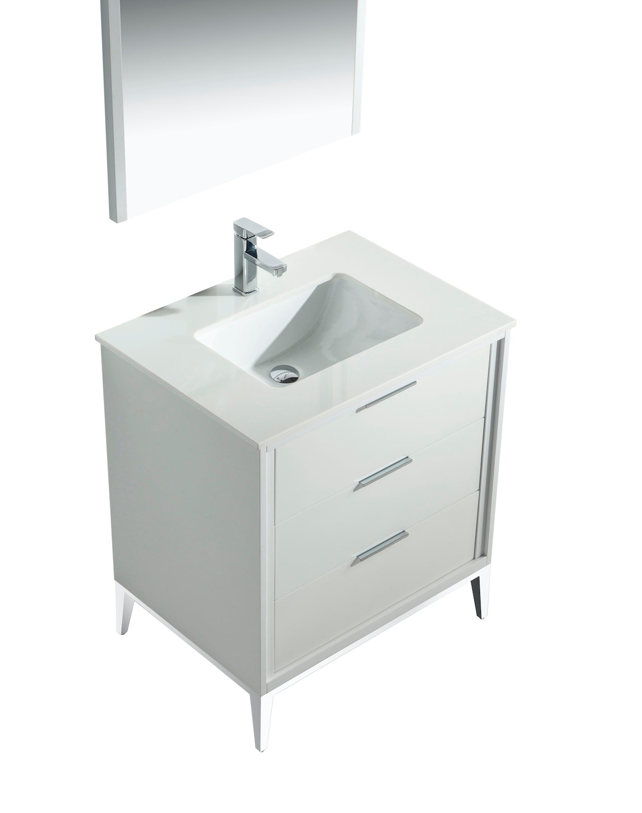 Divani 30'' Gloss White Vanity W/ Quartz Counter Top