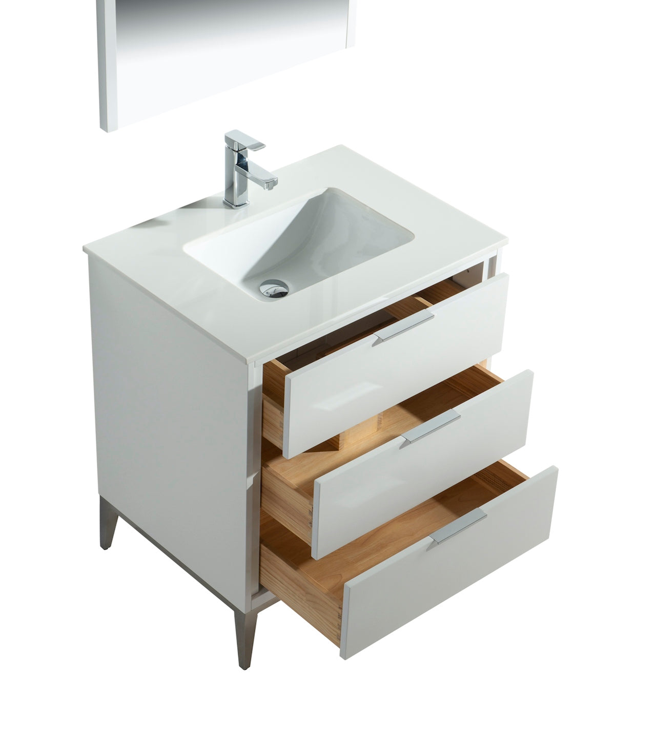 Divani 30'' Gloss White Vanity W/ Quartz Counter Top