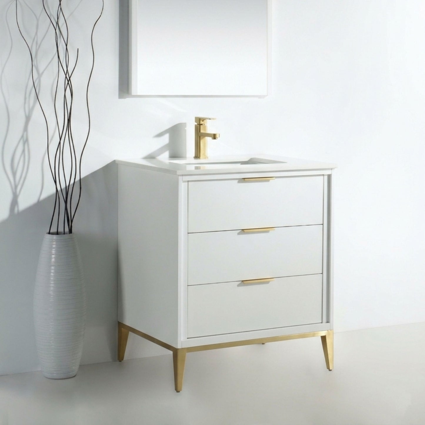 Divani 30'' Gloss White Vanity W/ Quartz Counter Top