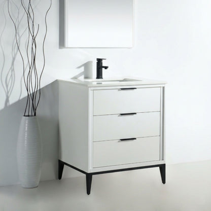 Divani 30'' Gloss White Vanity W/ Quartz Counter Top