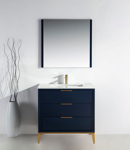 Divani 36'' Navy Blue Vanity W/ Quartz Counter Top