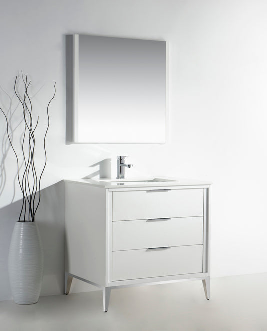 Divani 36'' Gloss White Vanity W/ Quartz Counter Top