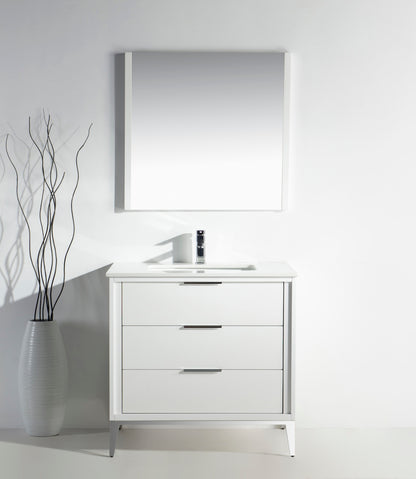 Divani 36'' Gloss White Vanity W/ Quartz Counter Top