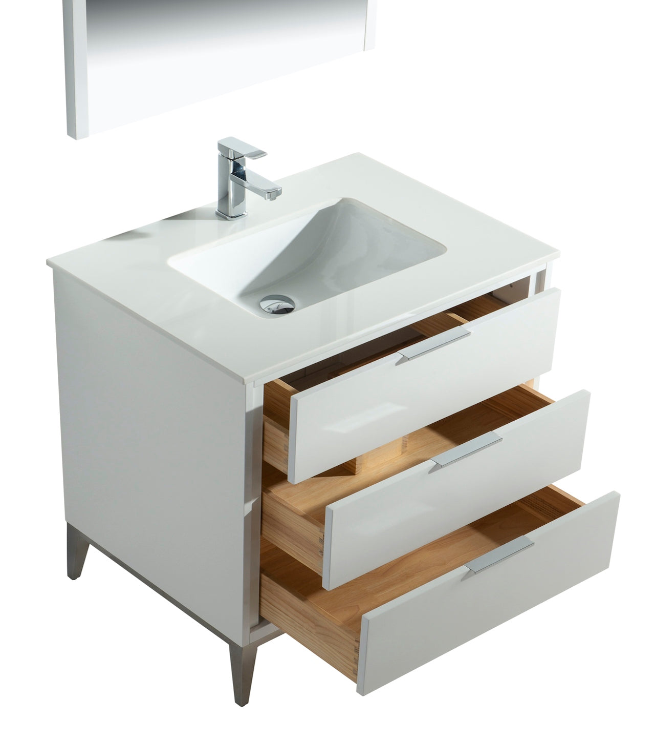 Divani 36'' Gloss White Vanity W/ Quartz Counter Top