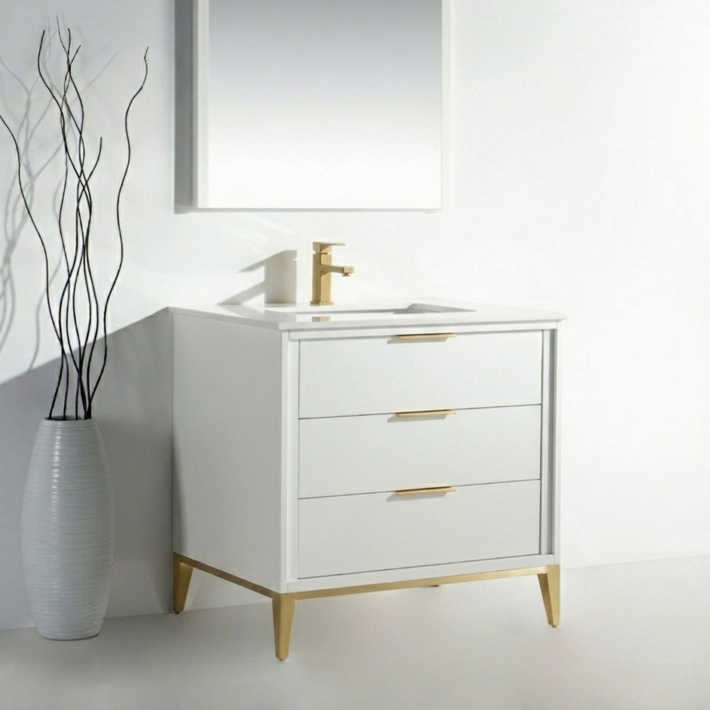 Divani 36'' Gloss White Vanity W/ Quartz Counter Top