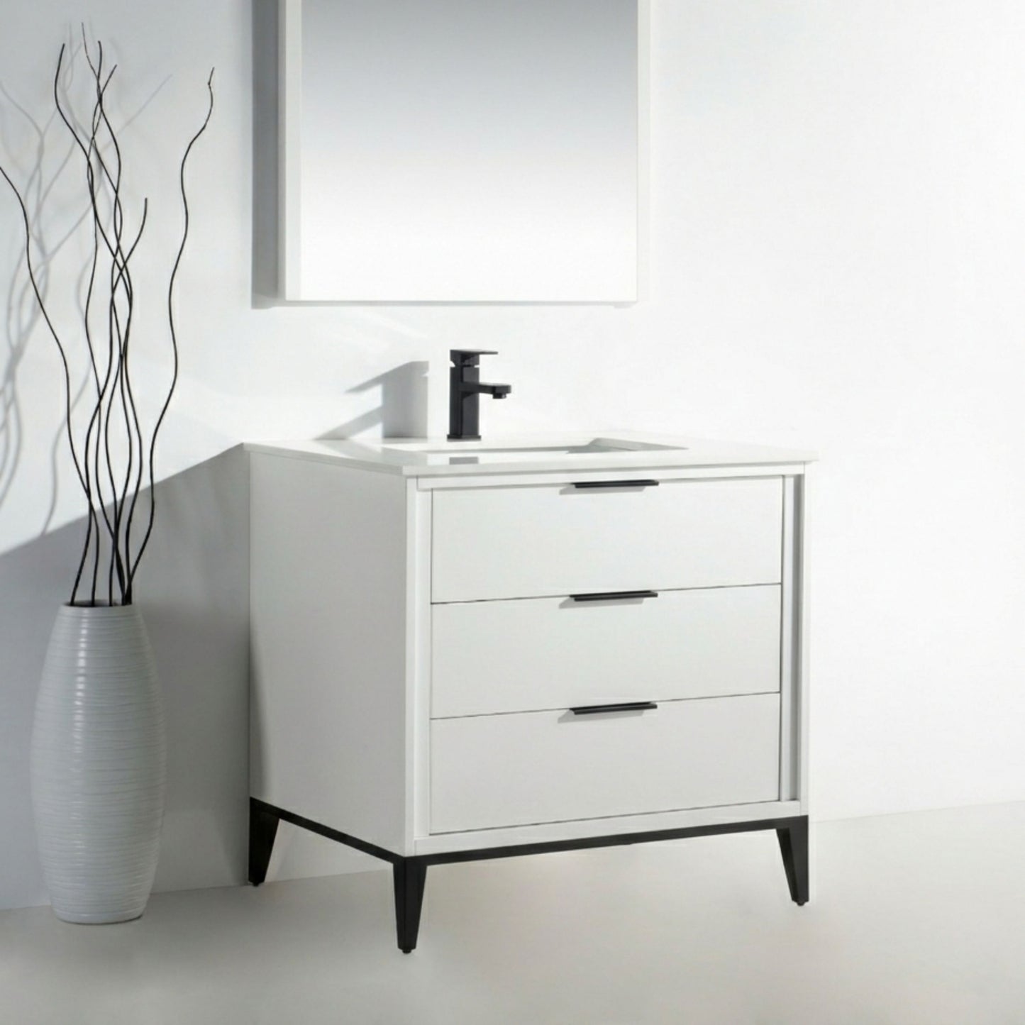 Divani 36'' Gloss White Vanity W/ Quartz Counter Top