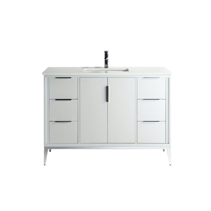 Divani 48'' Gloss White Vanity W/ Quartz Counter Top