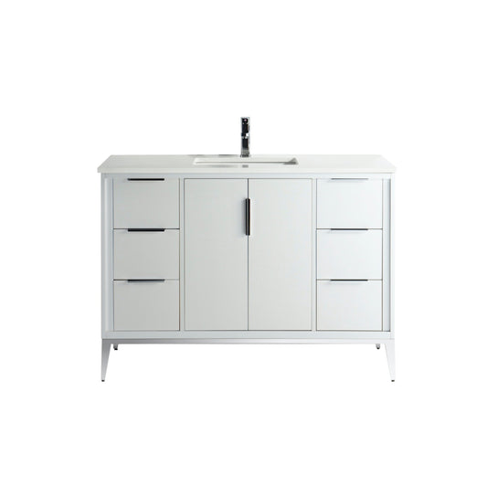 Divani 48'' Gloss White Vanity W/ Quartz Counter Top