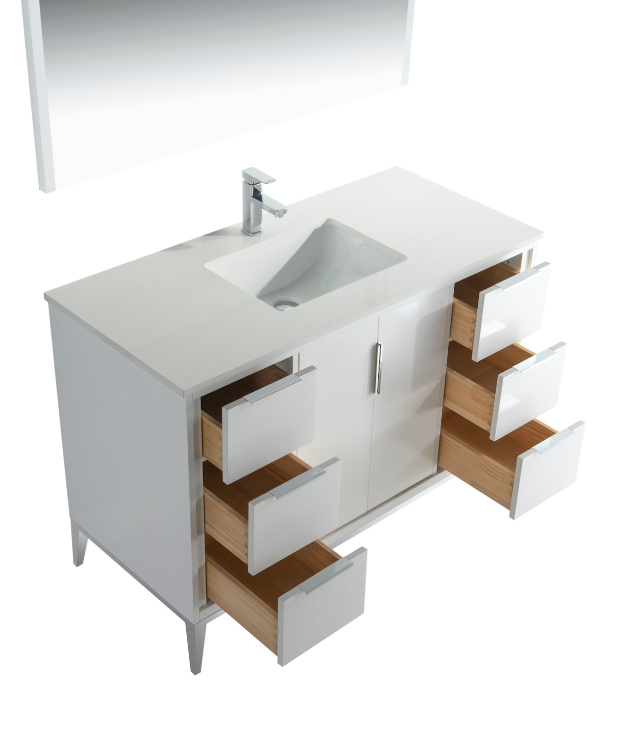 Divani 48'' Gloss White Vanity W/ Quartz Counter Top