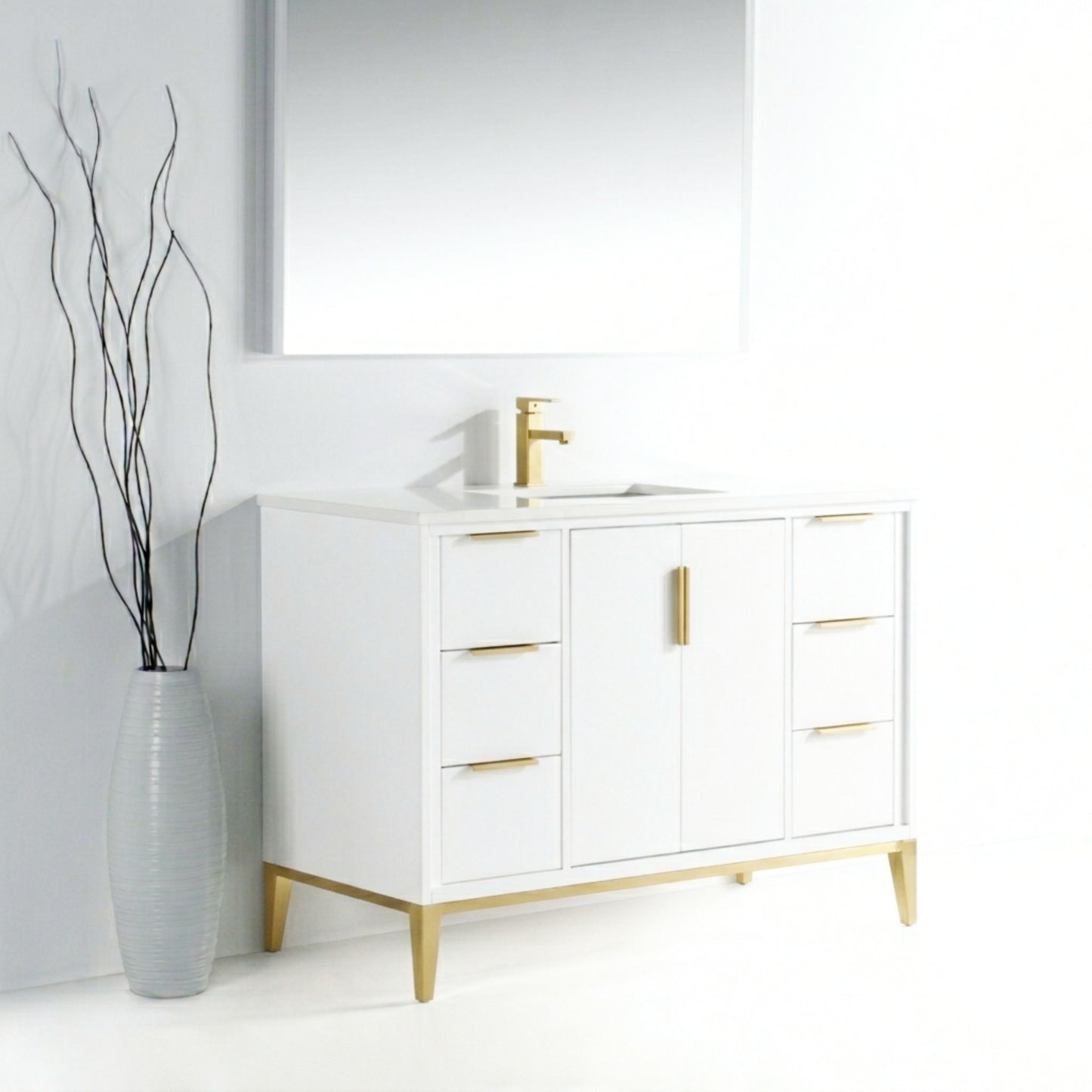 Divani 48'' Gloss White Vanity W/ Quartz Counter Top