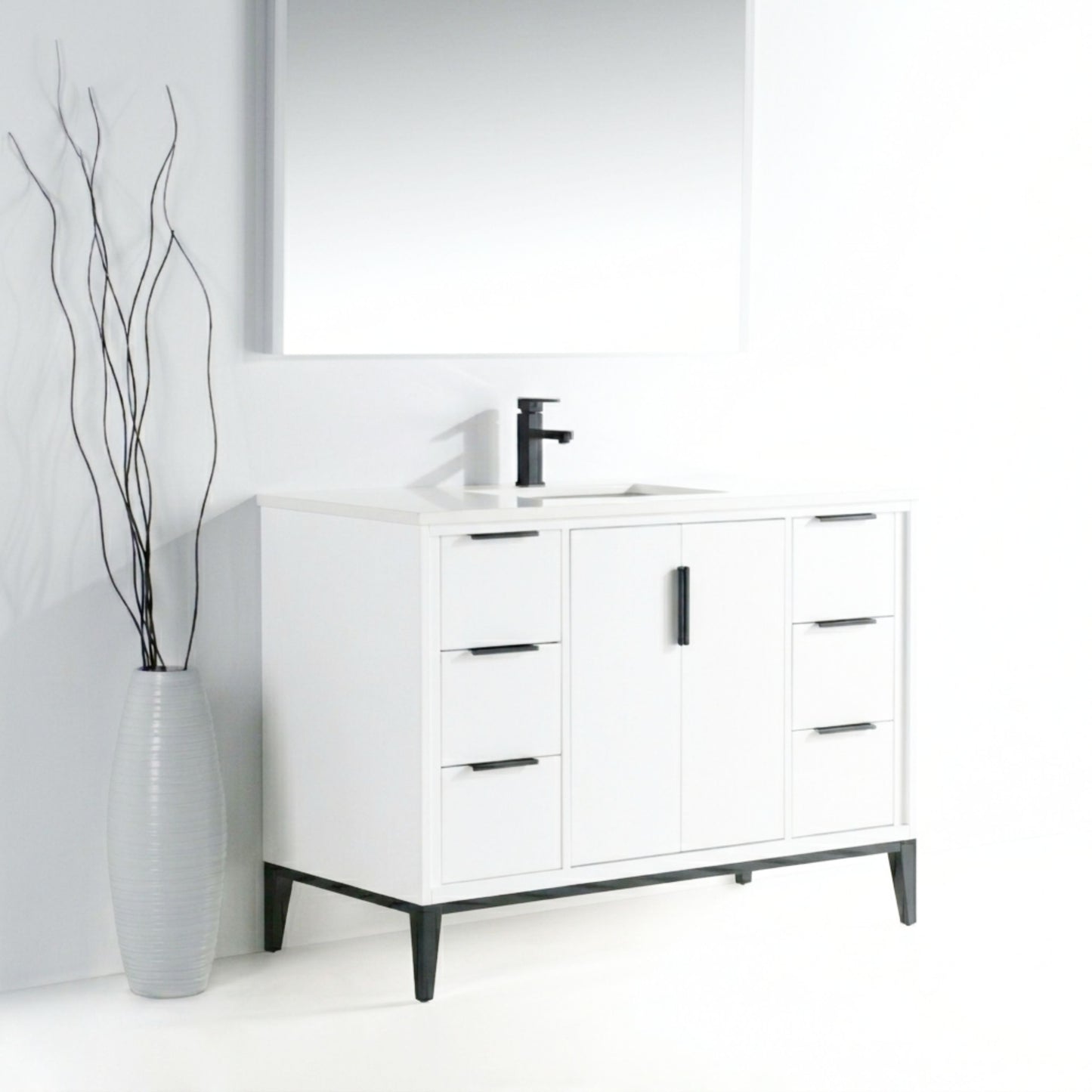 Divani 48'' Gloss White Vanity W/ Quartz Counter Top