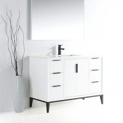 Divani 48'' Gloss White Vanity W/ Quartz Counter Top