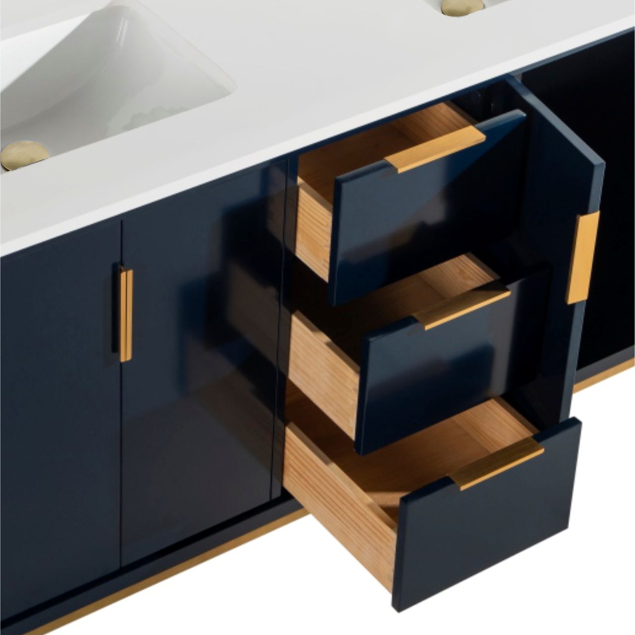 Divani 60'' Navy Blue Double Sinks Vanity W/ Quartz Counter Top